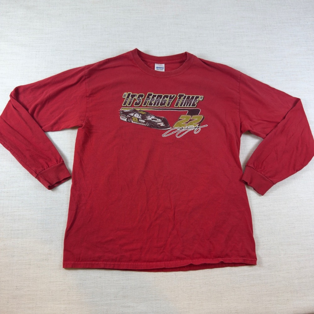 Gildan Chris Ferguson 22 Its Fergy Time Racing Long Sleeve Shirt Red Mens L